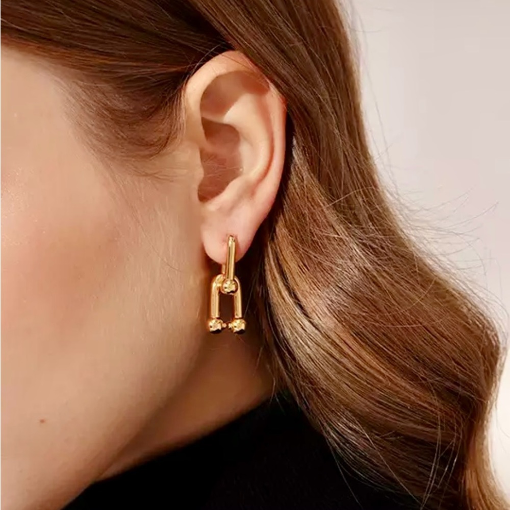 Gold Hard Wear Link Earrings